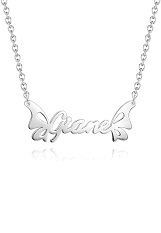 little half butterfly custom name silver baby necklace